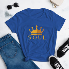 Load image into Gallery viewer, Women&#39;s Classic T-Shirt: Gold on Blue
