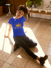 Load image into Gallery viewer, Women&#39;s Classic T-Shirt: Gold on Blue

